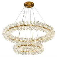 Lustre en cristal de fleur moderne luxe Suspension LED pour salon 60 80 100 cm anneaux suspendus