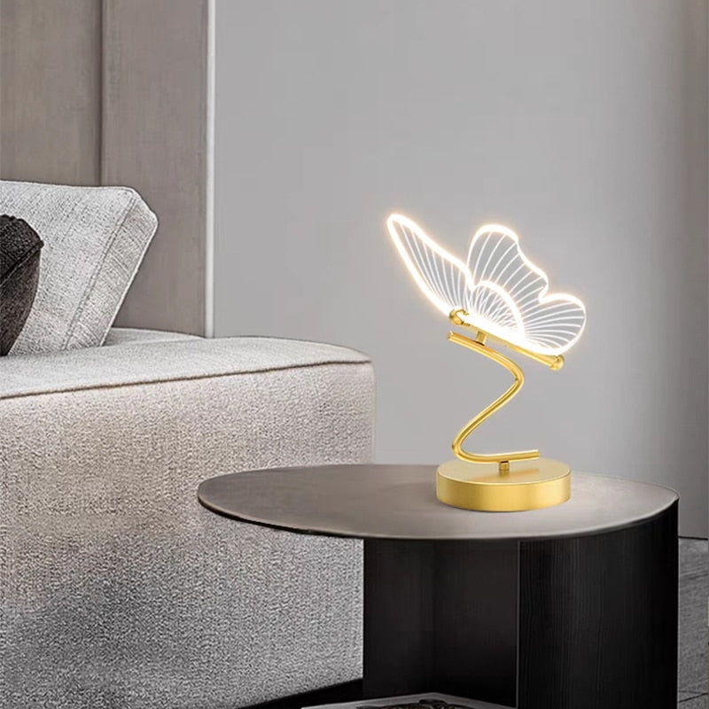 Lampe à poser LED métallique Papillon