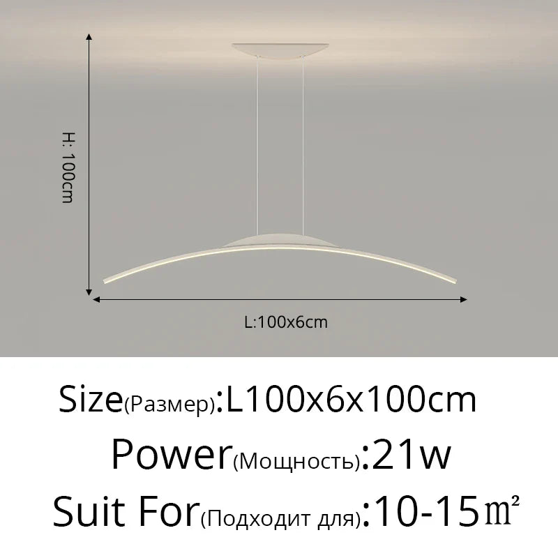 Lustre Long LED Minimaliste Éclat Moderne avec Hauteur Réglable