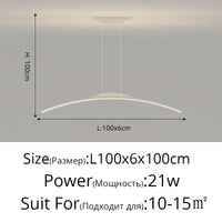 Lustre Long LED Minimaliste Éclat Moderne avec Hauteur Réglable