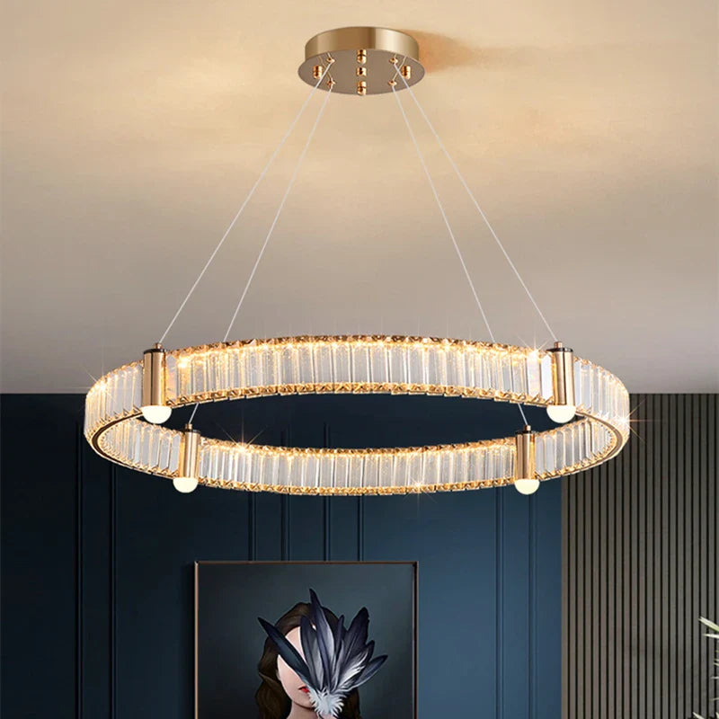 Lustre LED Nordique : Anneau Rond en Cristal Post-Moderne