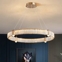 Lustre LED Nordique : Anneau Rond en Cristal Post-Moderne