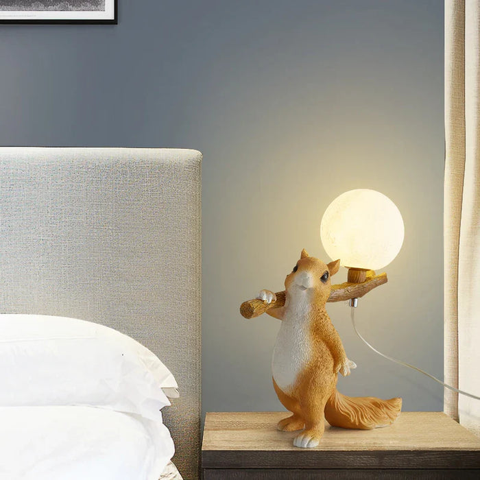 Lampe de Table Nordique Créatif LED Animal Écureuil