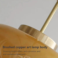 Lustre Antique en Verre et Laiton Orange Medieval