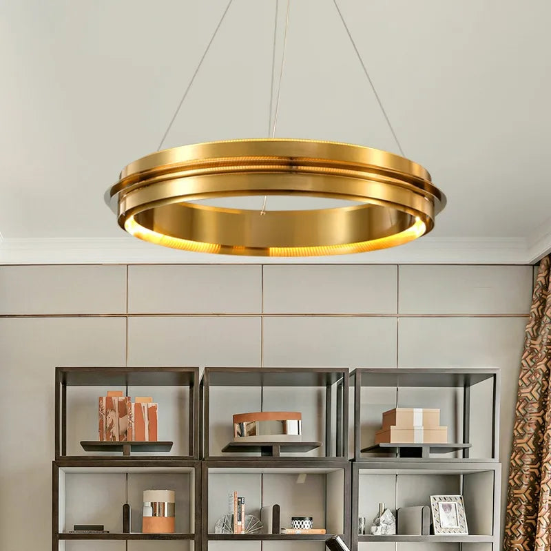 Lustre LED italien post-moderne avec anneau de suspension - Lampe de design asiatique