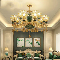 Lustre Européen LED en Céramique Cristal pour Villa Duplex