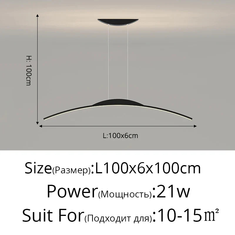 Lustre Long LED Minimaliste Éclat Moderne avec Hauteur Réglable