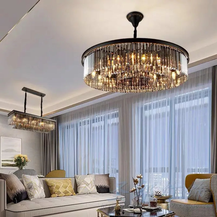 Lustre en Cristal LED Moderne Américain pour Salon Salle à Manger Villa