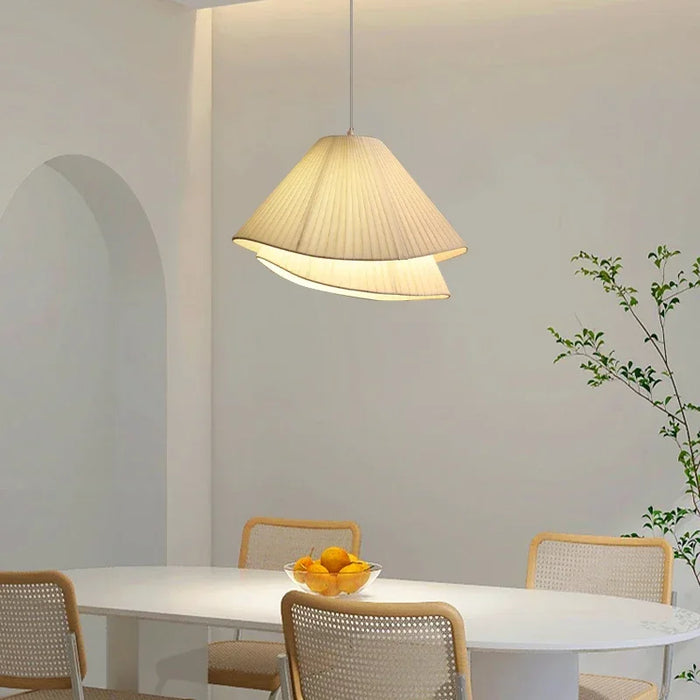 Lustre Suspendu SANDYHA Minimaliste Moderne en Tissu Crème