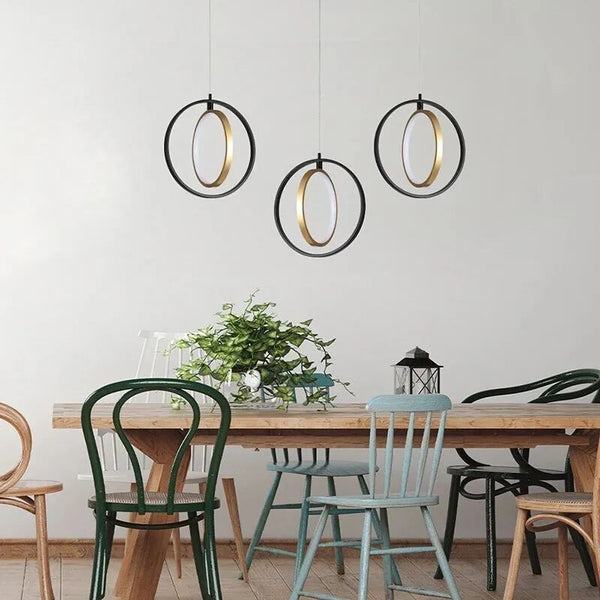 Suspension LED Rotative en Forme de Cercle