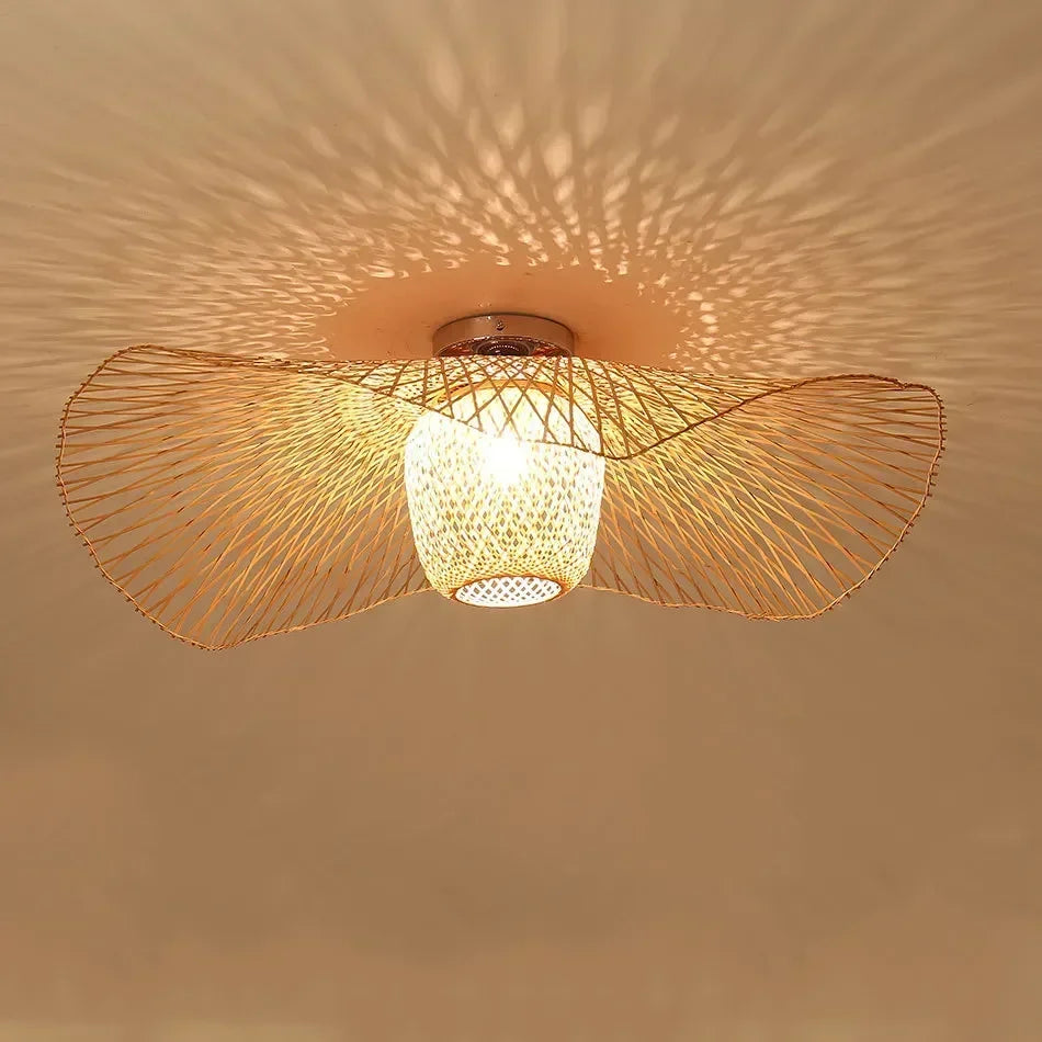 Lustre de plafond en bambou japonais pour salle à manger