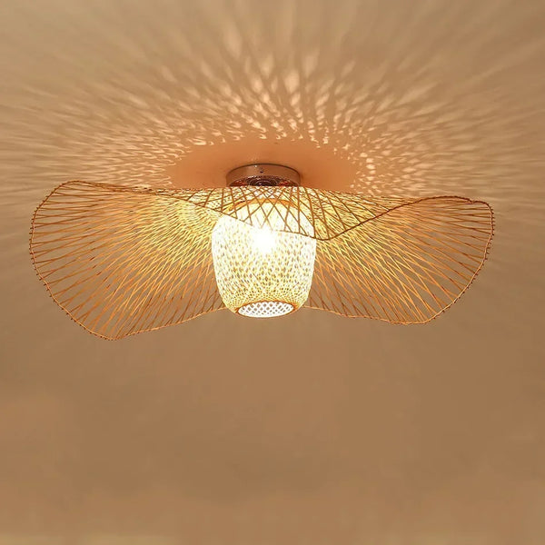 Lustre de plafond en bambou japonais pour salle à manger