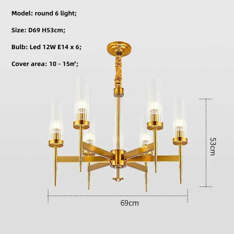 Lustre Noble en Métal Or et Verre LED