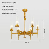 Lustre Noble en Métal Or et Verre LED