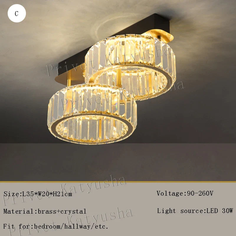 Plafonnier de Luxe en Cuivre et Cristal - Lampara de Techo 2024