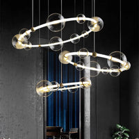 Lustre de luxe à bulles à LED en verre transparent créatif