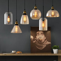 Suspension vintage en verre fumé pour restaurant loft