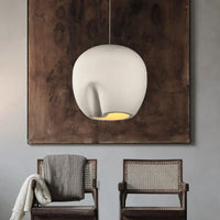 Suspension Wabi Sabi en polystyrène fait main - Bois et LED E27