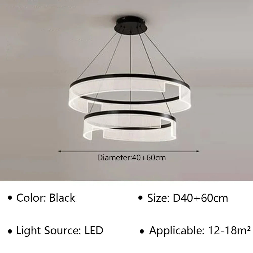 Lustre LED Anneaux Suspendu Nordique Moderne