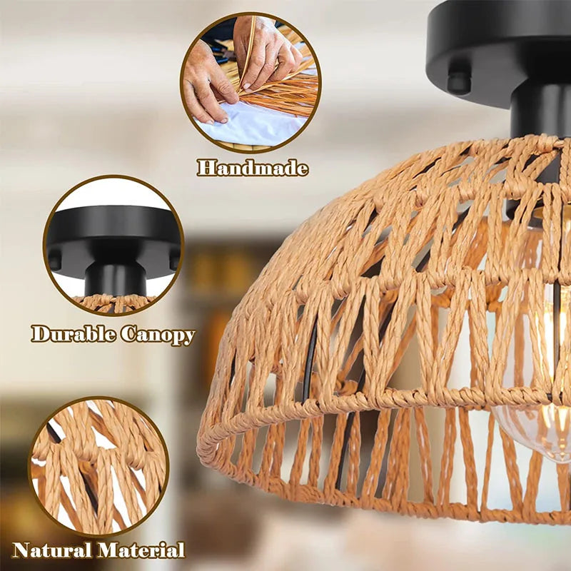 Suspension japonaise en rotin tricoté - Luminaria