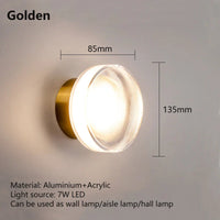 Applique Murale LED Luxe Moderne - Luminaire Décoratif Rond Doré