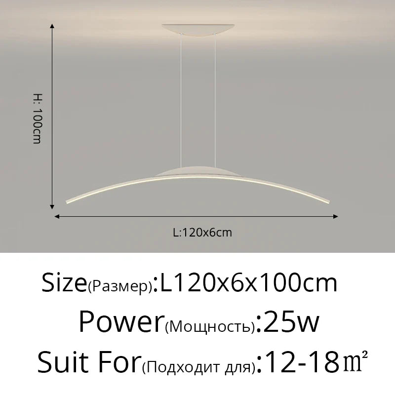 Lustre Long LED Minimaliste Éclat Moderne avec Hauteur Réglable