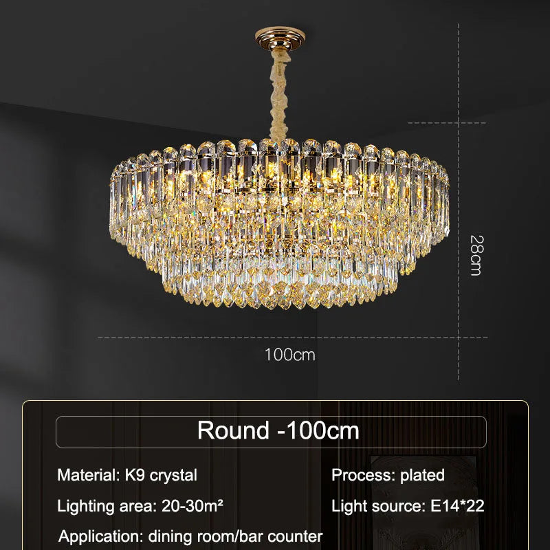 Lustre LED Moderne de Luxe en Cristal pour Salon et Salle à Manger