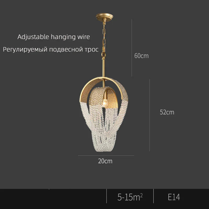 Lustre Nordique Moderne en Cristal avec LED et Glands Lumineux