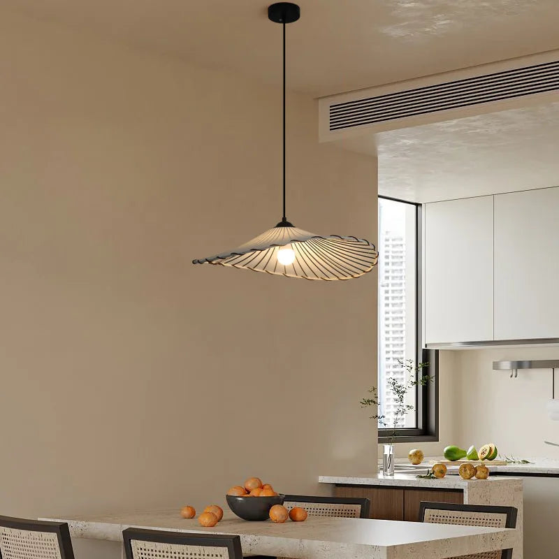 Suspension Luminaire nordique en tissu LED Wabi Sabi pour décoration de salon et chambre, en coton lin créatif