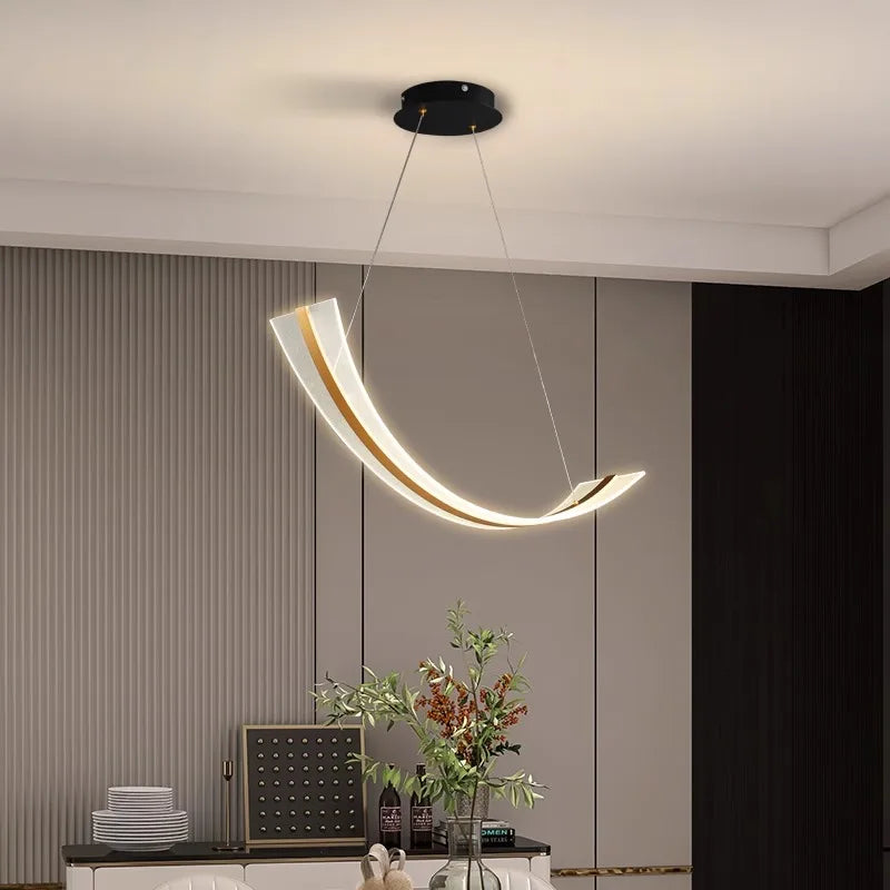 Lustre design contemporain pour salle à manger avec éclairage intérieur LED décoratif