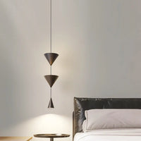 Lustre suspendu moderne à cône pour chambre à coucher avec LED noir et blanc