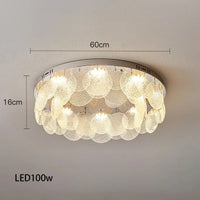Plafonnier LED de Luxe en Verre Argenté Moderne