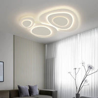 Lustre moderne LED Anneaux Annuels Ondulation Forme Décoration Fer Blanc