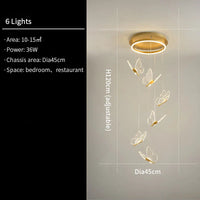 Lustre d'escalier acrylique forme de papillon - Collection Art LED Scintillante