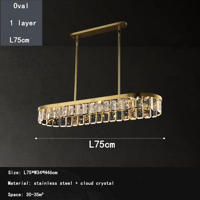 Lustre en cristal multicouche nuage et brume pour hôtel - Corps en acier de luxe