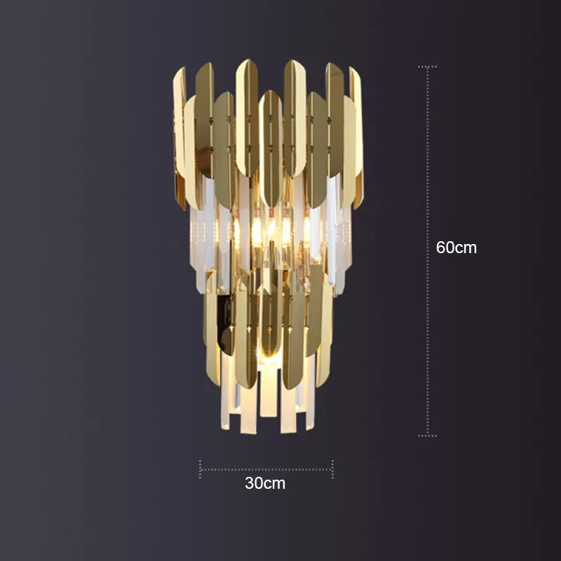 Applique murale LED en cristal doré de style moderne