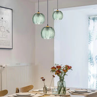 Suspension LED Nordique Moderne en Verre Rayé pour Salle à Manger, Cuisine ou Chambre