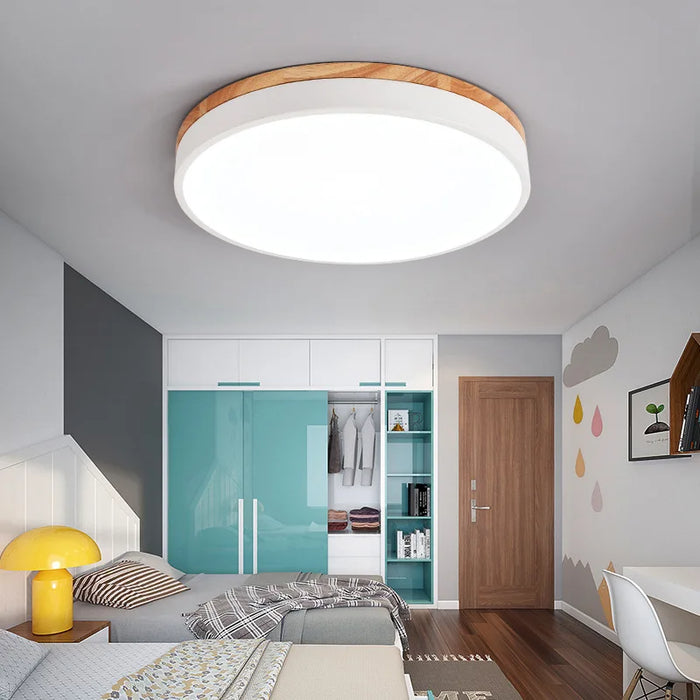 Plafonnier LED en bois nordique avec lumières ajustables