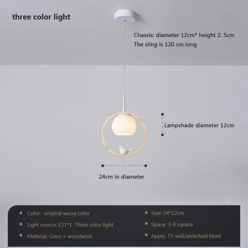 Suspension nordique en bois et verre