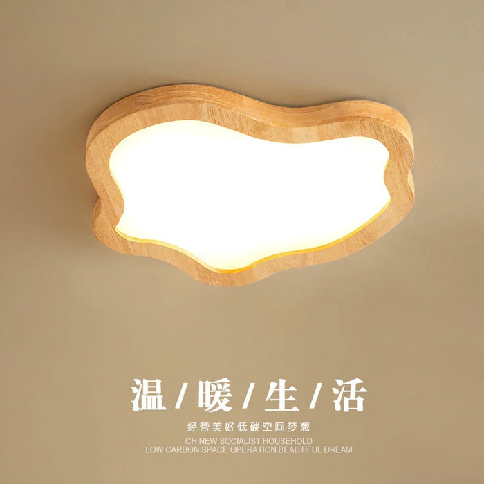Plafonnier LED moderne avec finition grain de bois doré nordique