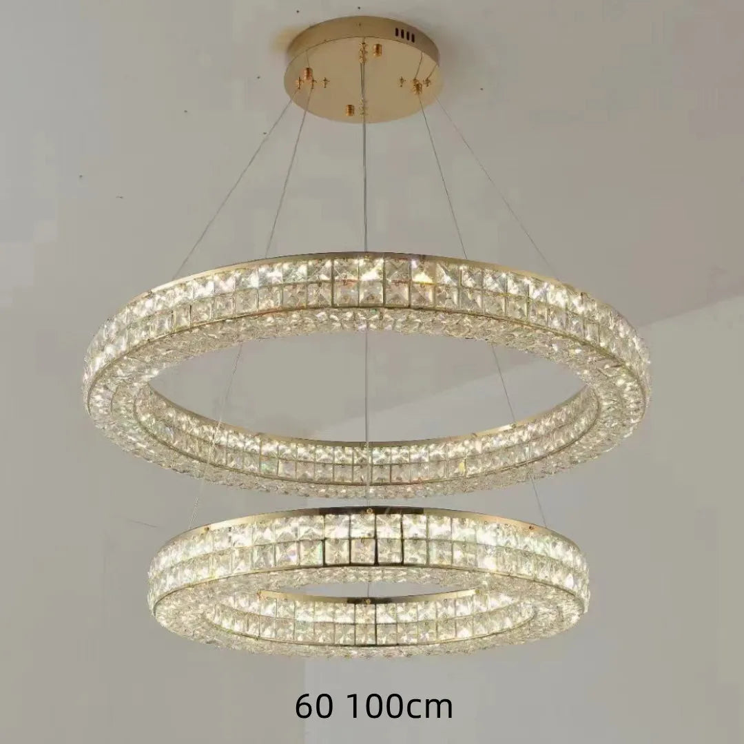 Lustre Moderne en Cristal à Deux Niveaux pour Décoration