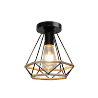 Plafonnier rétro en métal pour intérieur d'allée, avec cage en fer et corde de chanvre