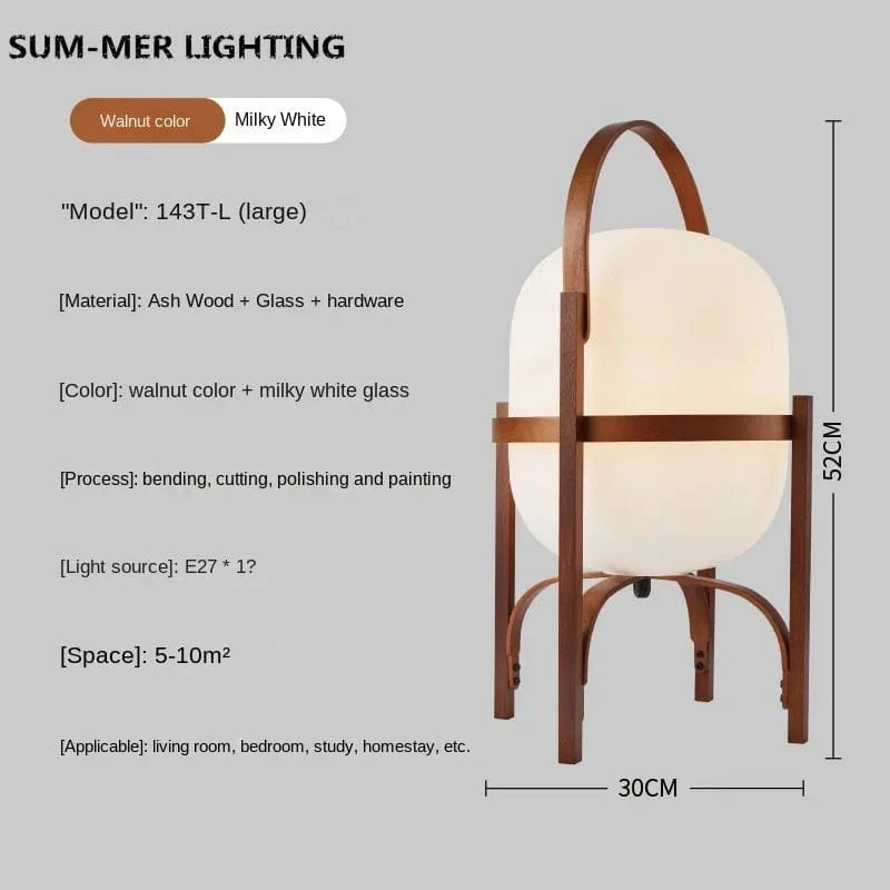Lampe de table nordique en verre avec panier en bois - Édition Limitée