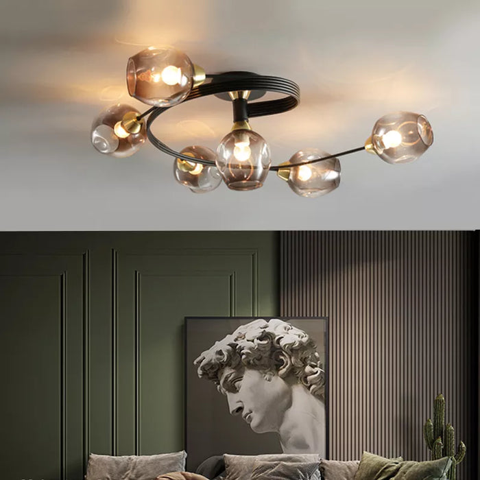 Lustre suspendu en verre moléculaire pour un éclairage LED nordique dans la maison