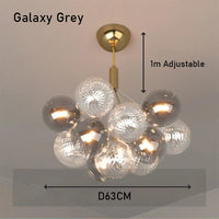 Lustre plafonnier design boule de verre multicolore luxe illuminant