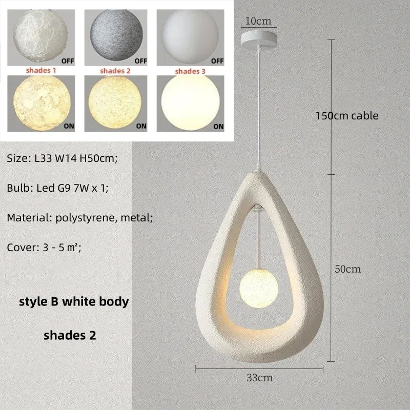 Nordique Suspension LED pour Salle à Manger - Collection Wabi Sabi