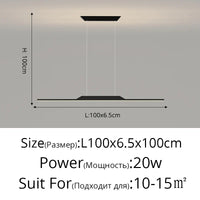 Lustre Long LED Minimaliste Éclat Moderne avec Hauteur Réglable