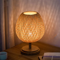 Lampe de Table vintage en rotin et bambou tissée à la main
