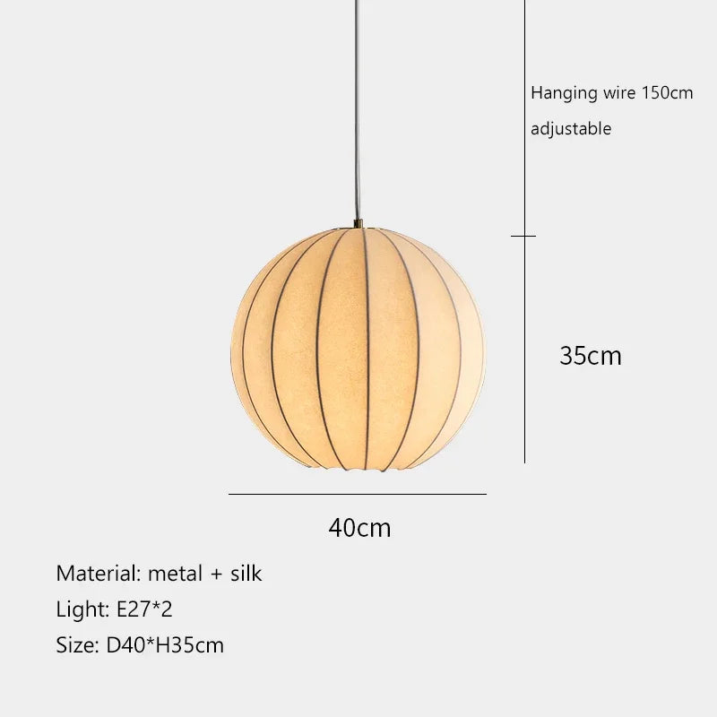 Suspension en soie nordique Wabi Sabi pour Bar Restaurant - Lampe LED élégante pour salle à manger, chambre ou appartement