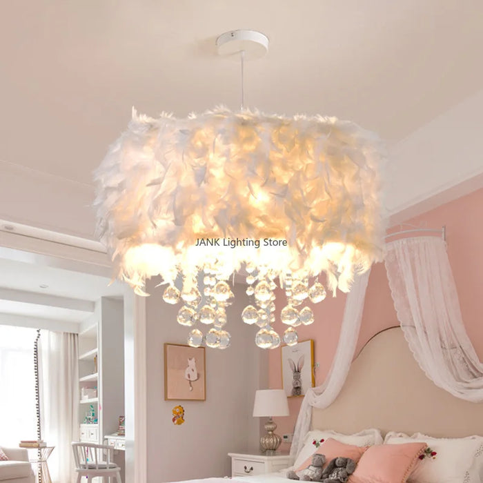 Lustre Plume LED Créatif et Romantique
